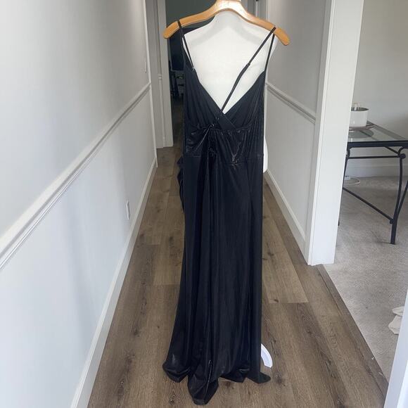 Shein Curve Sz 4XL Slinky Black Dress Sleeveless Slip Maxi Shimmer Sheer NEW - Picture 5 of 12